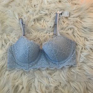 Blue lace bra